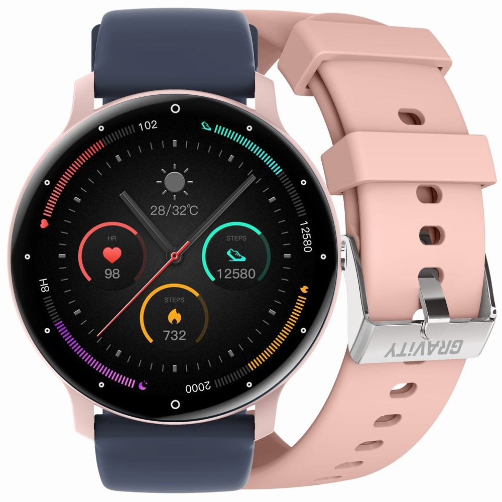 Gravity GT1 Pro 46mm Smartwatch with Heart Rate Monitor (Blue / Pink) view 4