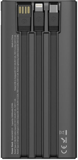 Woox MX0131 Power Bank 10000mAh 22.5W with USB-A Port and 2 USB-C Power Delivery Ports Black view 3