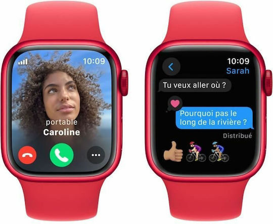 Apple Watch Series 9 Cellular Aluminium 41mm Waterproof with eSIM and Heart Rate Monitor ((PRODUCT)RED Sport Band (M/L)) view 4