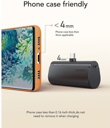 Veger V0556 Power Bank 5000mAh 20W with USB-C Port Power Delivery Black view 6