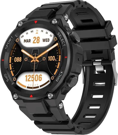 NO.1 DT5 Smartwatch with Heart Rate Monitor (Black Case / Black Silicone Strap) view 1