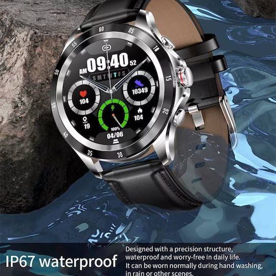 Aoke NX1 46mm Smartwatch with Heart Rate Monitor (Rose Gold / Brown) vue 3