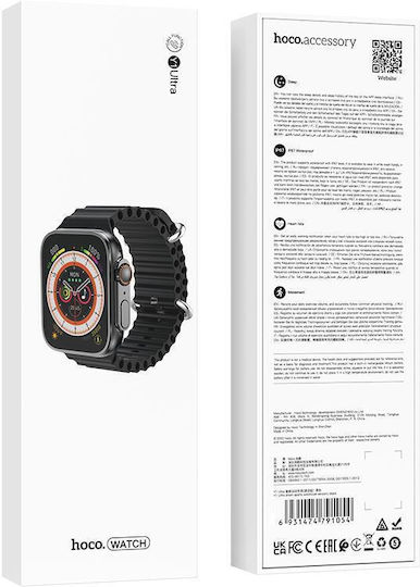 Hoco Y12 Ultra Smartwatch with Heart Rate Monitor (Black) vue 8