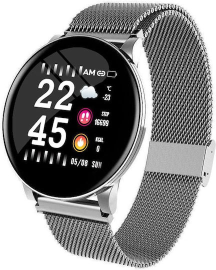 Smartwatch Fitness Bracelet Smart Collection 1.3 Inch Display Step Distance Monitoring Heart Rate Detection Anti-lost Function Photo Control Call Text Notifications Ip67 Waterproof Silver Metal view 1