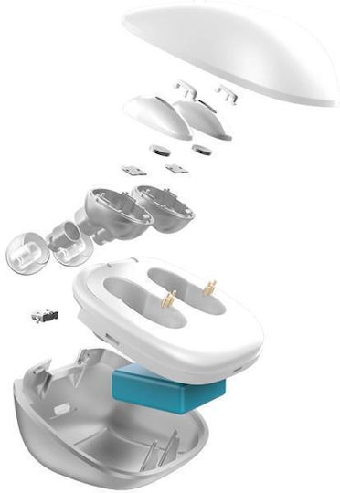 BTS2 Earbud Bluetooth Handsfree Earphones with Charging Case White view 3