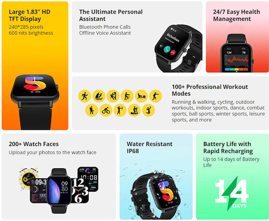Zeblaze Btalk Lite Smartwatch with Heart Rate Monitor (Black) vista 8