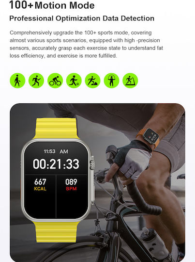 U8 Ultra 45mm Smartwatch with Heart Rate Monitor (White) view 4