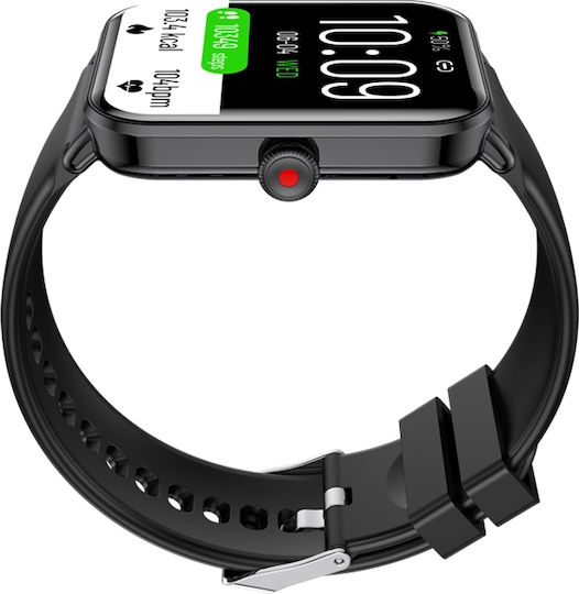 Aoke NY39 Smartwatch with Heart Rate Monitor (Black Case / Black Silicone Strap) view 3
