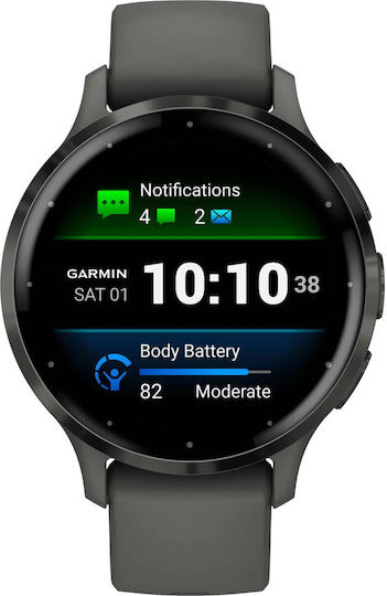 Garmin Venu 3S 41mm Waterproof Smartwatch with Heart Rate Monitor (Slate Stainless Steel Bezel with Pebble Gray Case and Silicone Band) view 1