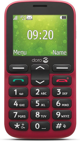 Doro 1380 Dual SIM Mobile with Large Buttons (English Menu) Red view 1