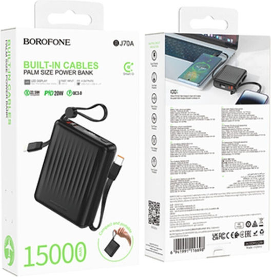Borofone BJ70A Power Bank 15000mAh 20W with USB-A Port and USB-C Port Black