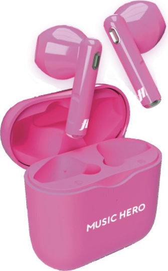 SBS Music Hero Earbud Bluetooth Handsfree Earphones with Charging Case Fluo Pink