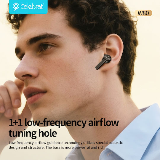 Celebrat W80 In-ear Bluetooth Handsfree Headphones with Sweat Resistance and Charging Case White view 2
