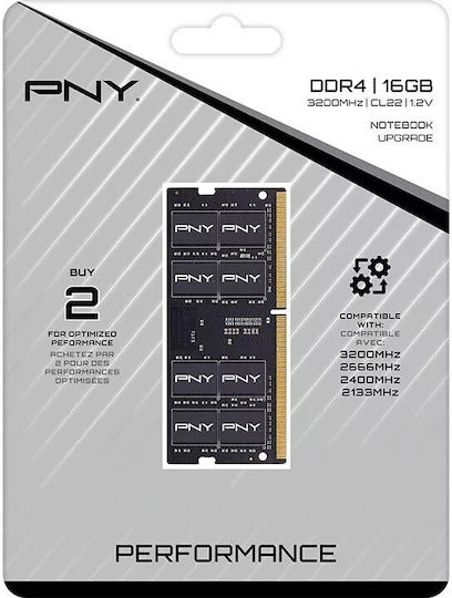 PNY DDR4 with Module 1x16GB and Speed 3200 for Laptop MN16GSD43200-SI view 2