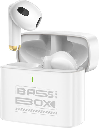 Foneng BL128 Earbud Bluetooth Handsfree Earphones with Charging Case White view 2