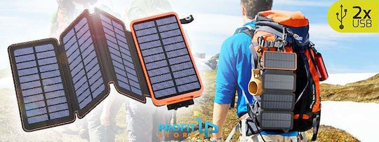 Foldable Solar Power Bank 20000mAh with 2 USB-A Ports Black view 3