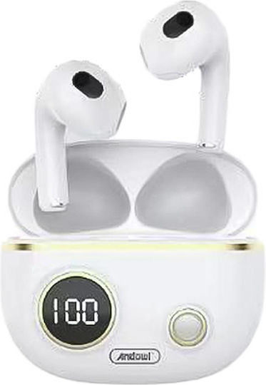 Andowl H-43 Earbud Bluetooth Handsfree Earphones with Charging Case White view 1