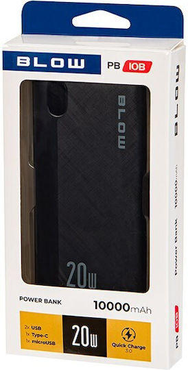 Blow PB10B Power Bank 10000mAh 20W with 2 USB-A Ports and USB-C Port Black view 4