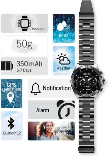 Bea-fon 501 Stainless Steel Smartwatch (Black) view 5