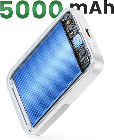 Akashi ALTPBMAG5STW MagSafe Power Bank 5000mAh 20W with USB-C Port Power Delivery White view 2