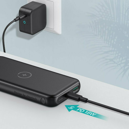 Choetech B650 Power Bank 10000mAh 18W with USB-A Port and USB-C Port Power Delivery / Quick Charge 3.0 Black view 3