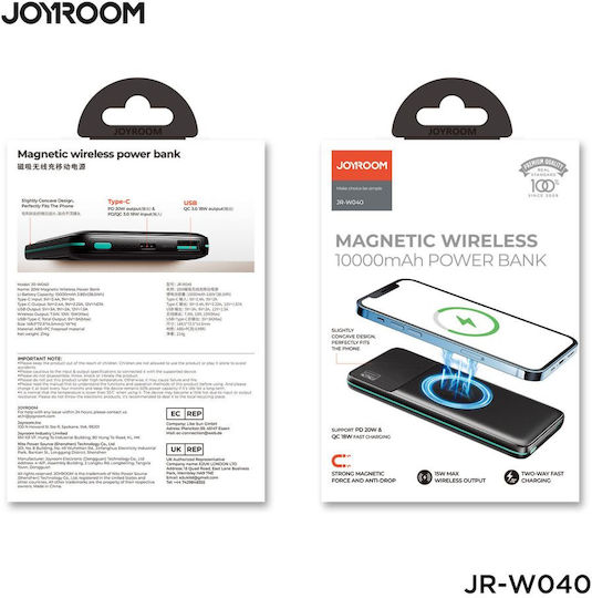 Joyroom Power Bank 10000mAh 15W with USB-A Port and USB-C Port Black view 8