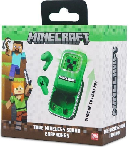OTL Minecrarft Slide In-ear Bluetooth Handsfree Earphones with Charging Case Green view 7