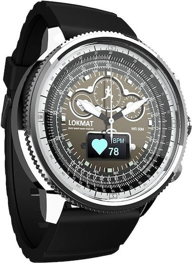 Lokmat Moka 02 Stainless Steel 46mm Waterproof Smartwatch (Black)