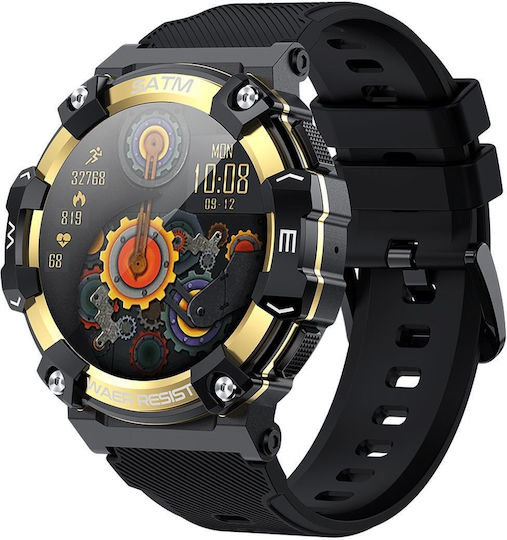 PG666 Smartwatch with Heart Rate Monitor (Black Gold)