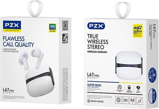 PZX L67 In-ear Bluetooth Handsfree Earphones with Charging Case White view 1