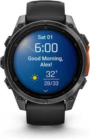 Garmin Fenix 8 Stainless Steel 47mm Waterproof Smartwatch with Heart Rate Monitor (Slate Grey With Black Silicone Band) view 1