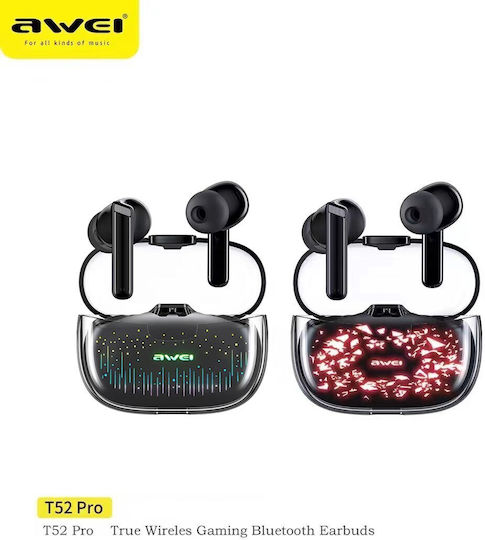 Awei T52 Pro In-ear Bluetooth Handsfree Earphones with Sweat Resistance and Charging Case Black vue 2