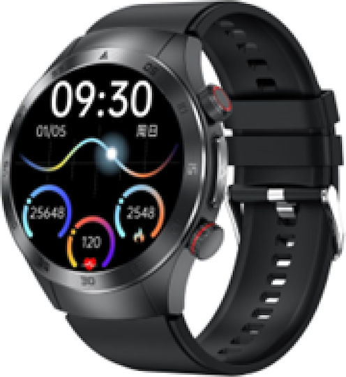 Aoke E800 Smartwatch with Heart Rate Monitor (Black Case / Black Silicone Strap) vue 2