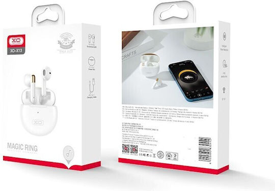 XO X13 Earbud Bluetooth Handsfree Earphones with Charging Case White view 2