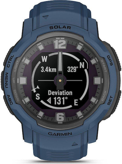 Garmin Instinct Crossover Solar 45mm Waterproof Smartwatch with Heart Rate Monitor (Tidal Blue) vue 6