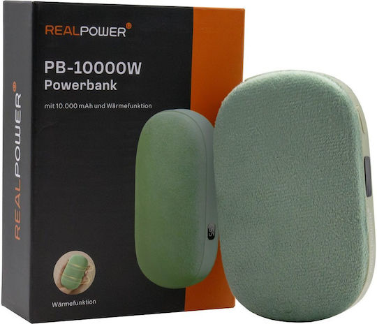 RealPower PB-10000W Power Bank 10000mAh with USB-A Port and USB-C Port Green vue 2