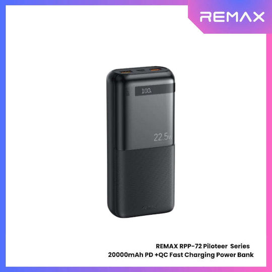 Remax RPP-72 Power Bank 20000mAh with 2 USB-A Ports Power Delivery Black view 3
