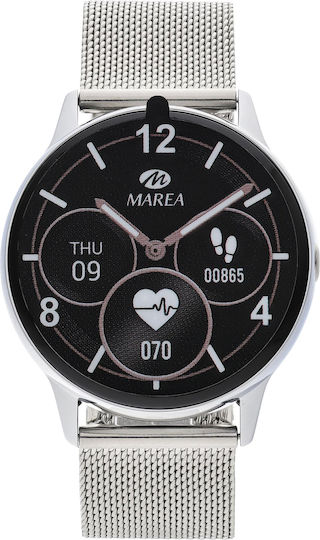 Marea B58008 39mm Smartwatch with Heart Rate Monitor (Rose Gold & White Silicone Strap) view 2