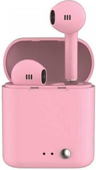 Ledwood T14 Rubber Earbud Bluetooth Handsfree Earphones with Charging Case Pink