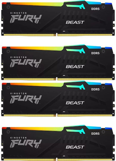 Kingston Fury Beast RGB DDR5 64GB RAM with 4x16GB Modules and Speed 6000 for Desktop KF560C40BBAK4-64 view 4