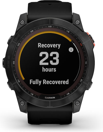 Garmin Fenix 7X Solar Stainless Steel 51mm Waterproof Smartwatch with Heart Rate Monitor (Slate Grey with Black Band) view 2