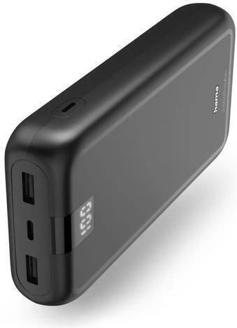 HAMA Performance 24 Power Bank 24000mAh with 2 USB-A Ports and USB-C Port Gray
