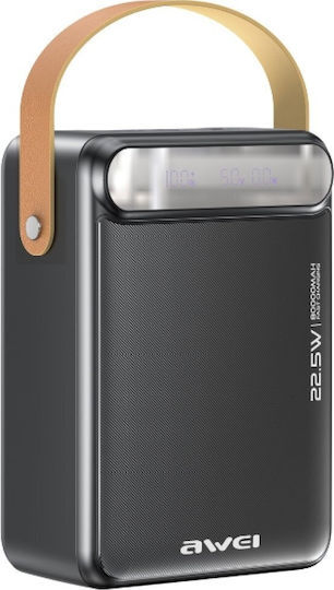 Awei Power Bank 80000mAh 22.5W with 3 USB-A Output Ports and 2 USB-C Output Ports Power Delivery Black