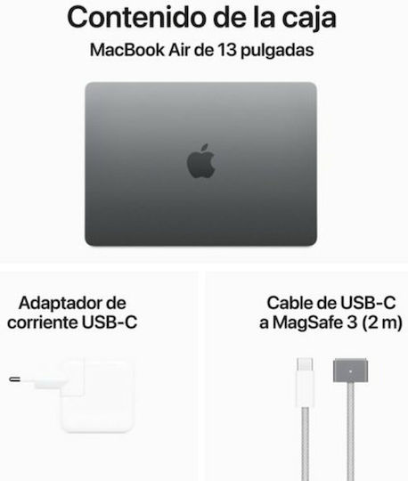 Apple MacBook Air 13" (2024) 13.6" Retina Display (M3-8-core/8GB/512GB SSD) Space Gray (ES Keyboard) vue 2
