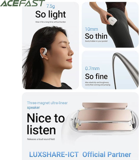Acefast FA002 Air Open Ear Bluetooth Handsfree Earphones with Sweat Resistance and Charging Case White vue 9