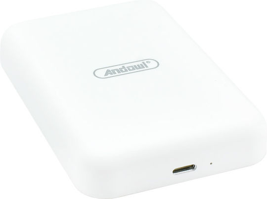 Andowl Q-MG6001 MagSafe Power Bank 6000mAh with USB-A Port and USB-C Port White
