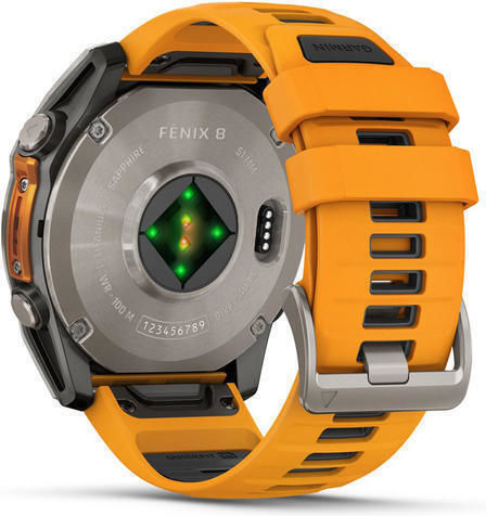 Garmin Fenix 8 Titanium 51mm Waterproof Smartwatch with Heart Rate Monitor (Sapphire, Titanium With Spark Orange/Graphite Silicone Band) view 3