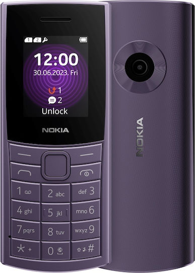 Nokia 110 (2023) Dual SIM Mobile with Buttons Arctic Purple view 1
