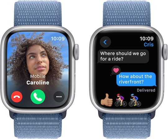 Apple Watch Series 9 Aluminium 41mm Waterproof with Heart Rate Monitor (Silver with Winter Blue Sport Loop) view 6