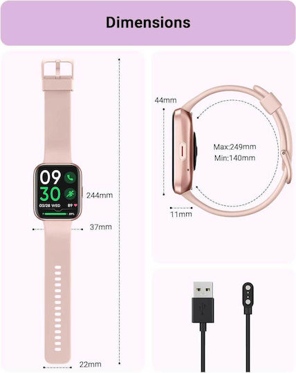 Tensky ID208 Plus Smartwatch with Heart Rate Monitor (Pink) view 5